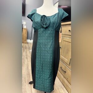 Nue by Shani Teal and Black Textured Dress MSRP $290.00 with shape wear